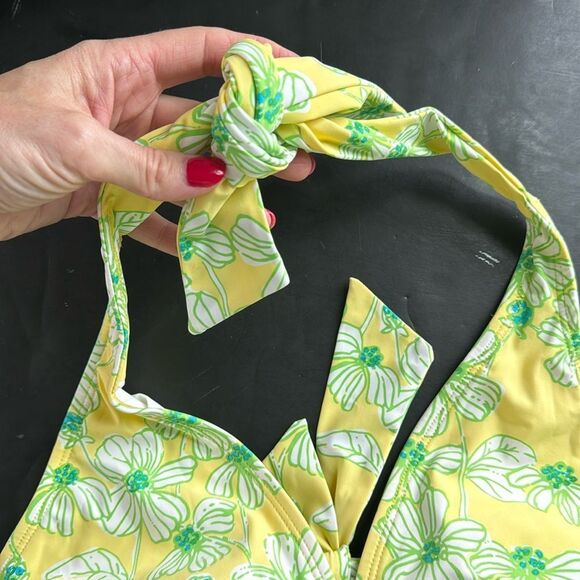 Lilly Pulitzer Sz XS Halter‎ Bikini Top in Starfruit Ye Alotta Colada Vintage - Picture 4 of 10